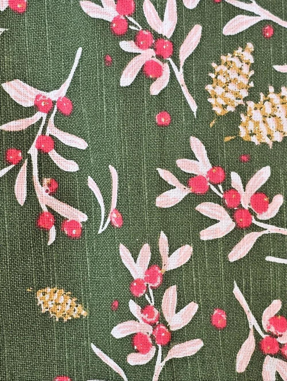 Threshold 3 Pack Cotton Kitchen Towel Green With Winter Berries